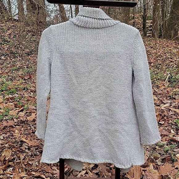 J. Jill Alpaca Blend Chunky Heavy Open Cardigan Sweater Shawl Collar Gray Sz S P - Picture 2 of 6